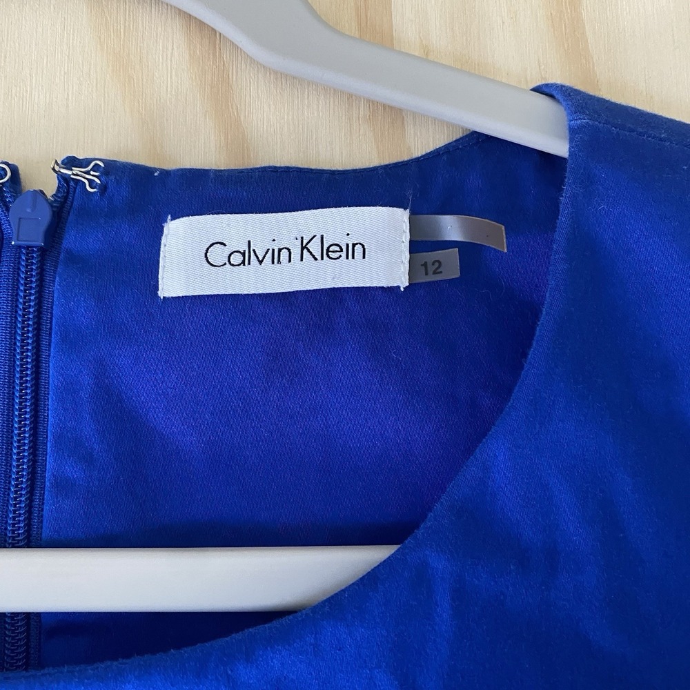 Calvin Klein Sheath Dress Women's Size 12 Blue Tiered Round Neck Sleeveless - Picture 4 of 6